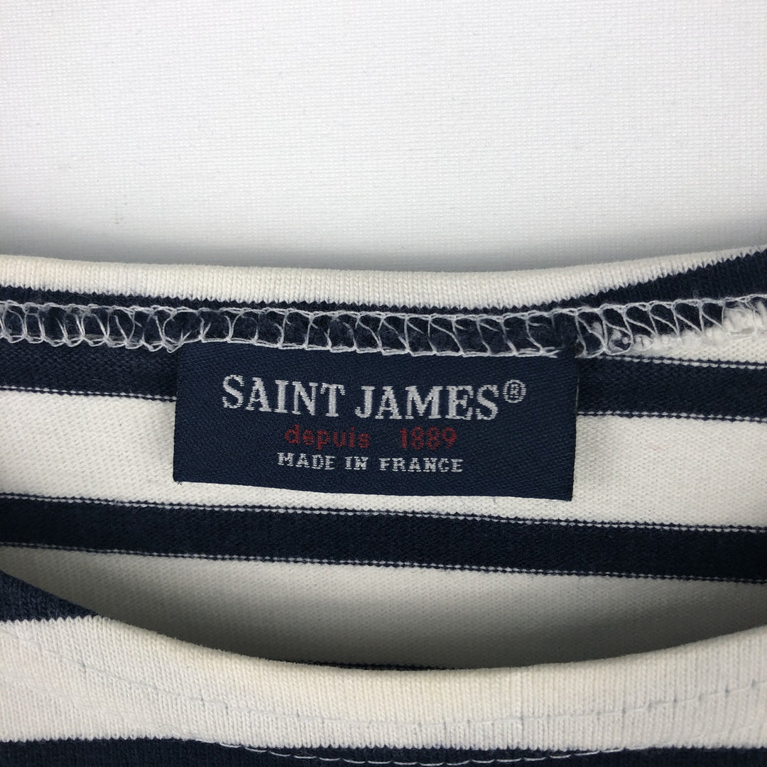 SAINT JAMES Striped Pattern Long Sleeve T-Shirt, Made in France, Men's Size Medium cotton white type Vintage Second Hand