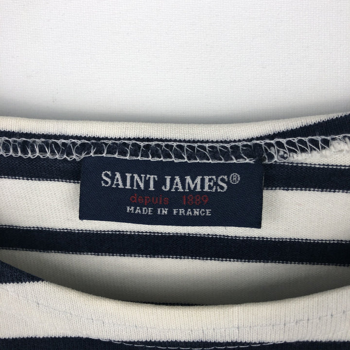 SAINT JAMES Striped Pattern Long Sleeve T-Shirt, Made in France, Men's Size Medium cotton white type Vintage Second Hand