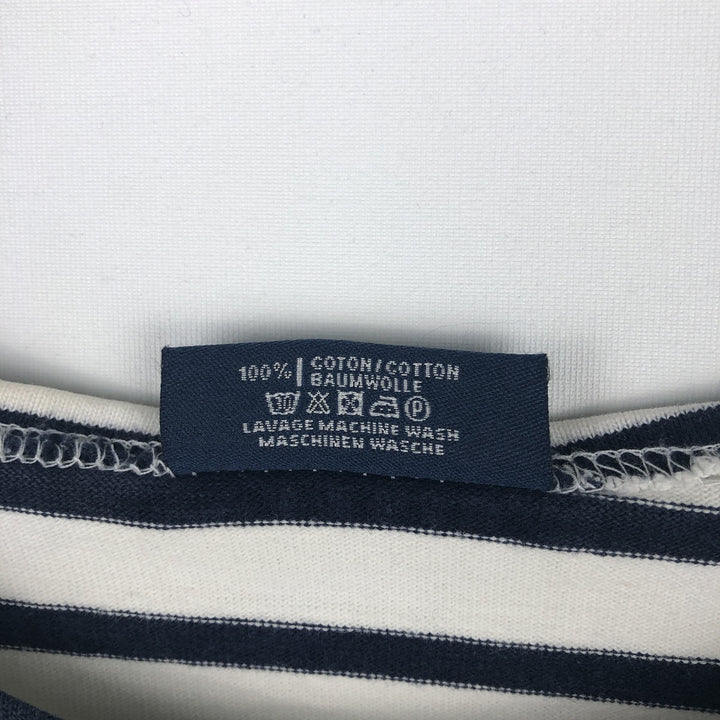 SAINT JAMES Striped Pattern Long Sleeve T-Shirt, Made in France, Men's Size Medium cotton white type Vintage Second Hand