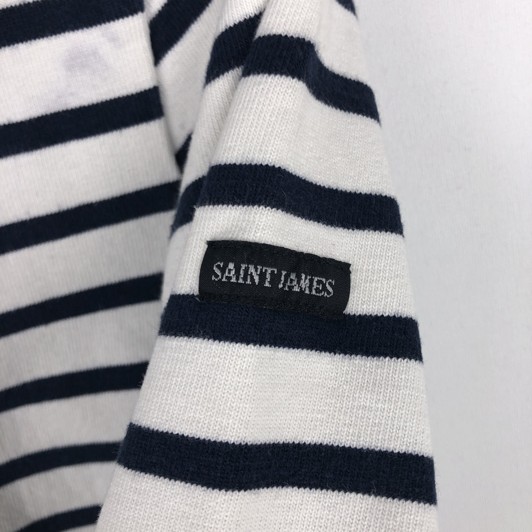 SAINT JAMES Striped Pattern Long Sleeve T-Shirt, Made in France, Men's Size Medium cotton white type Vintage Second Hand