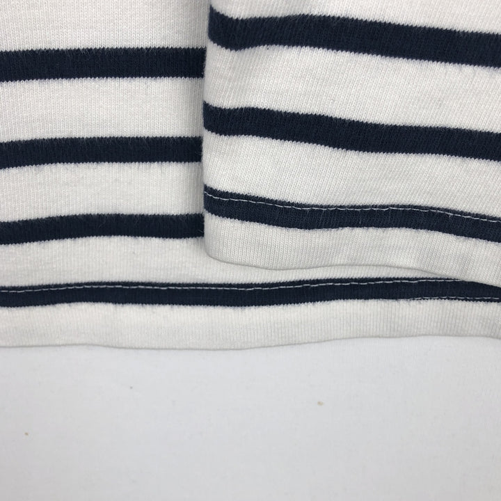 SAINT JAMES Striped Pattern Long Sleeve T-Shirt, Made in France, Men's Size Medium cotton white type Vintage Second Hand