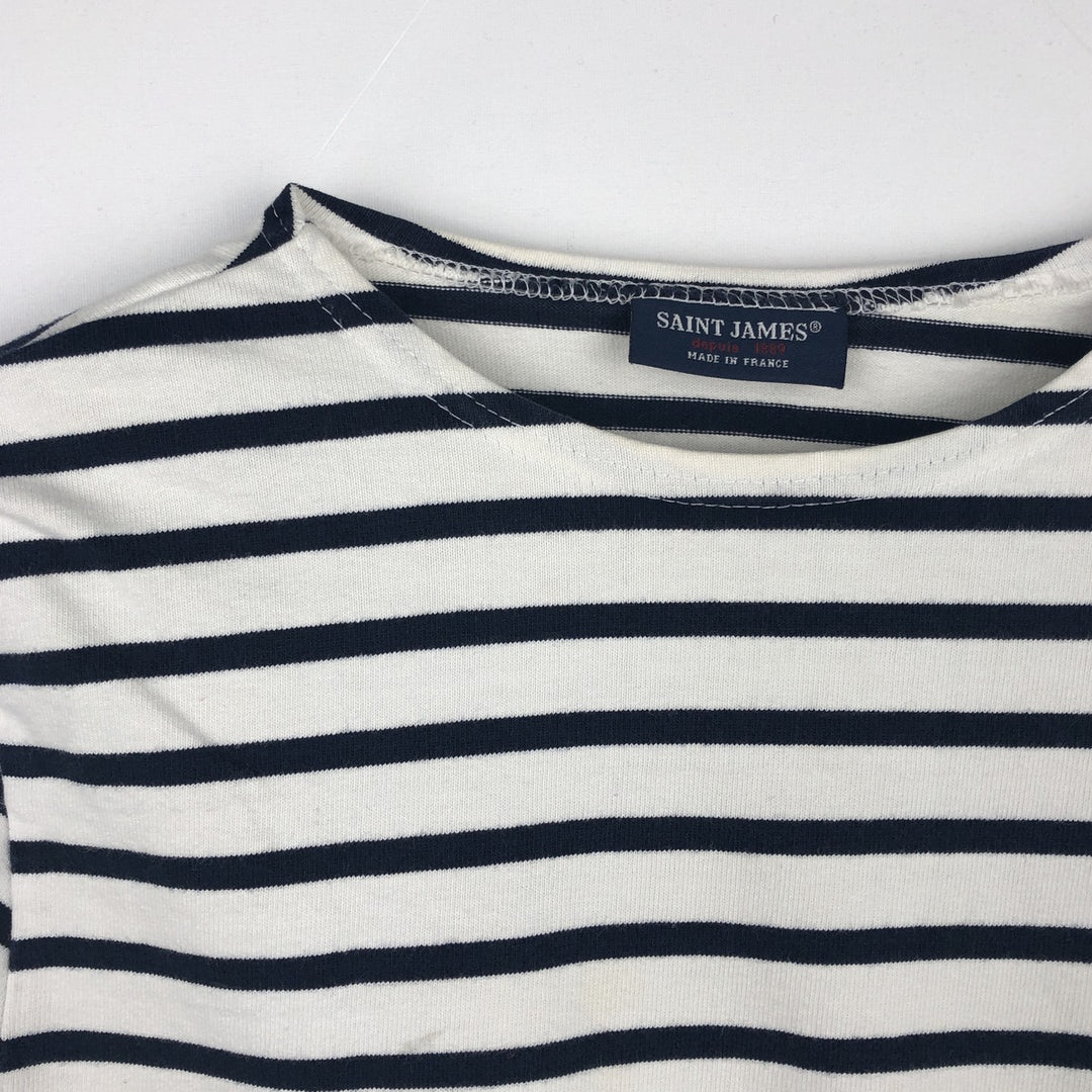 SAINT JAMES Striped Pattern Long Sleeve T-Shirt, Made in France, Men's Size Medium cotton white type Vintage Second Hand