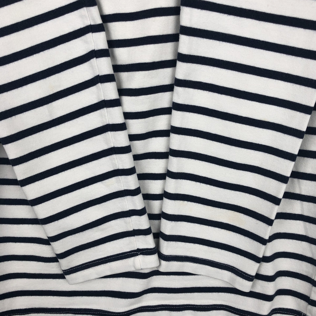 SAINT JAMES Striped Pattern Long Sleeve T-Shirt, Made in France, Men's Size Medium cotton white type Vintage Second Hand