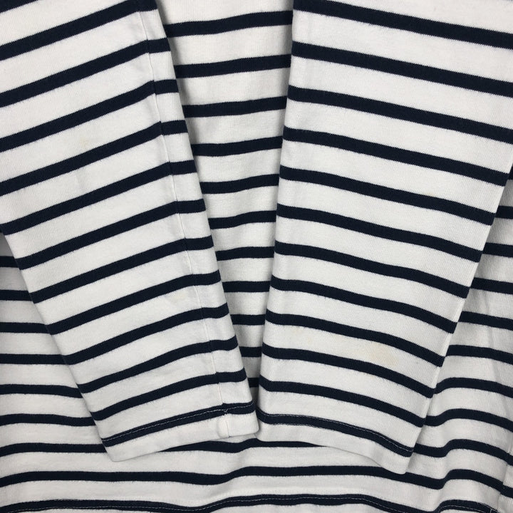 SAINT JAMES Striped Pattern Long Sleeve T-Shirt, Made in France, Men's Size Medium cotton white type Vintage Second Hand