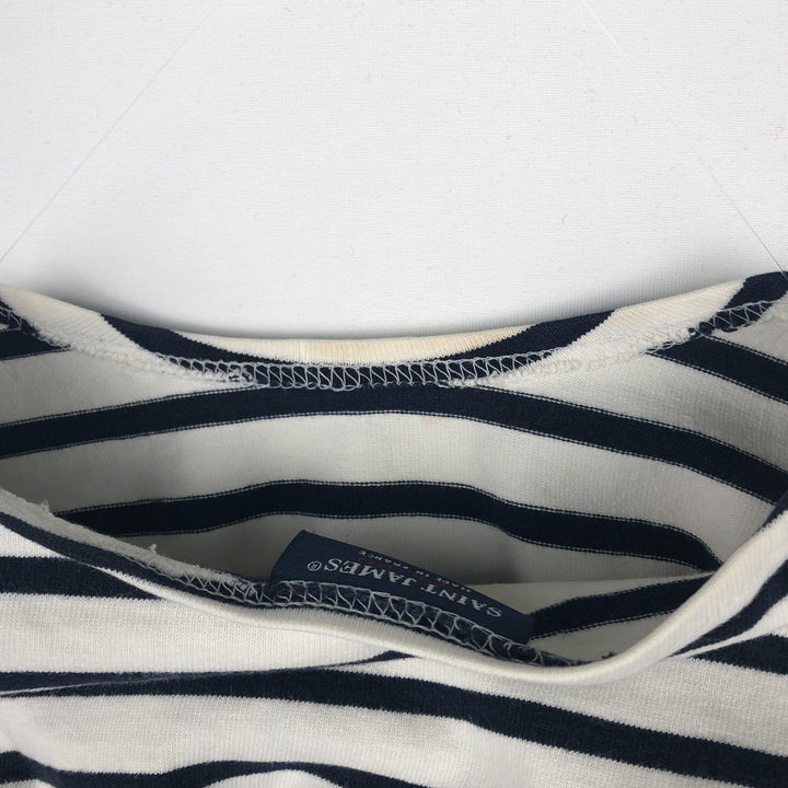 SAINT JAMES Striped Pattern Long Sleeve T-Shirt, Made in France, Men's Size Medium cotton white type Vintage Second Hand