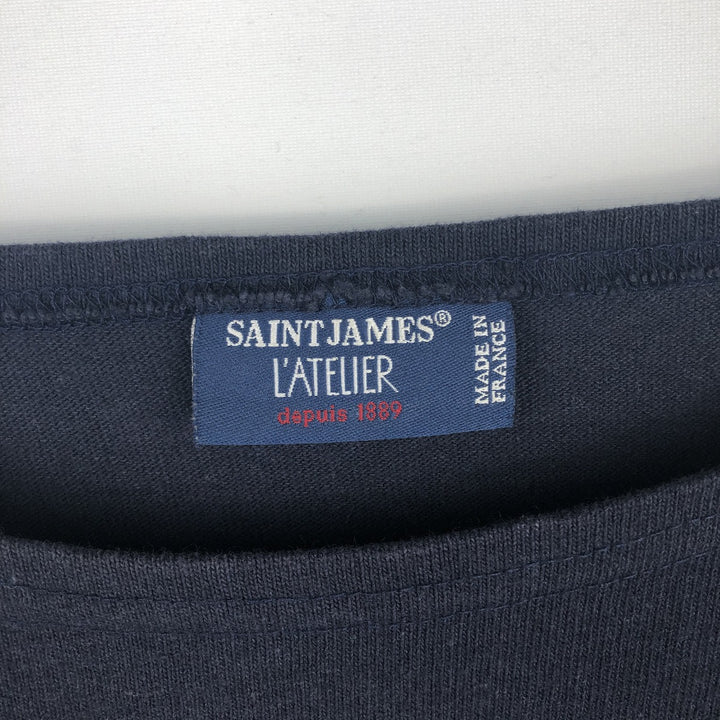 Saint James L'ATELIER boat neck long-sleeved T-shirt, made in France, men's size S equivalent. cotton navy blue type Vintage Second Hand