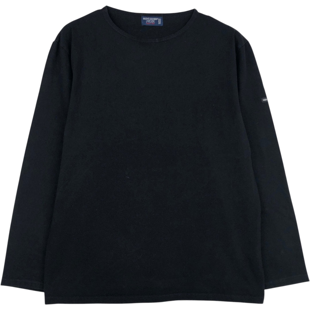 Saint James L'ATELIER Long-Sleeve T-Shirt, Made in France, Men's Size L (approx.) unclear black type Vintage Second Hand