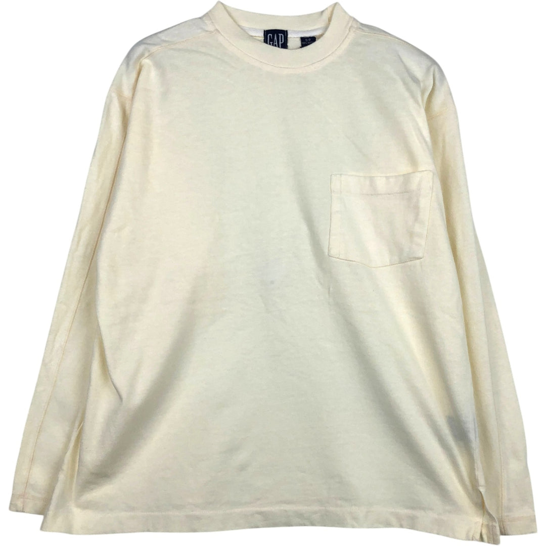 90'S GAP Old Gap Plain Pocket Long-Sleeve T-Shirt, Men's Size S (Equivalent), Vintage cotton ivory Vintage Second Hand