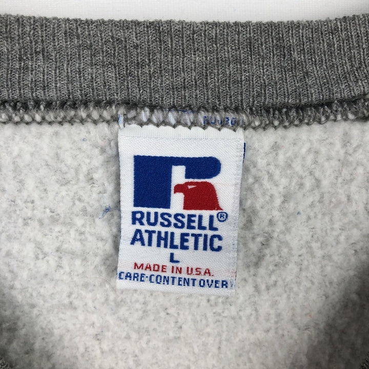 90'S Russell College Sweatshirt, Made in USA, Men's L, Vintage polyester gray type Vintage Second Hand