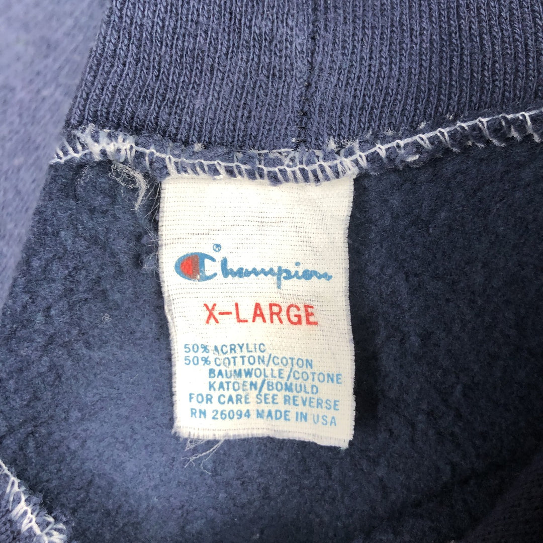 80'S Champion Tricolor Tag Sweatshirt Pullover Hoodie, Made in USA, Men's XL Equivalent, Vintage acrylic navy blue type Vintage Second Hand