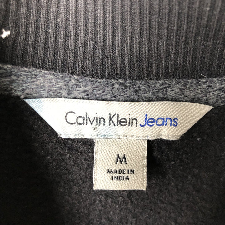 2000'S Calvin Klein JEANS mock neck logo sweatshirt, men's size M (approx.) cotton black type Vintage Second Hand