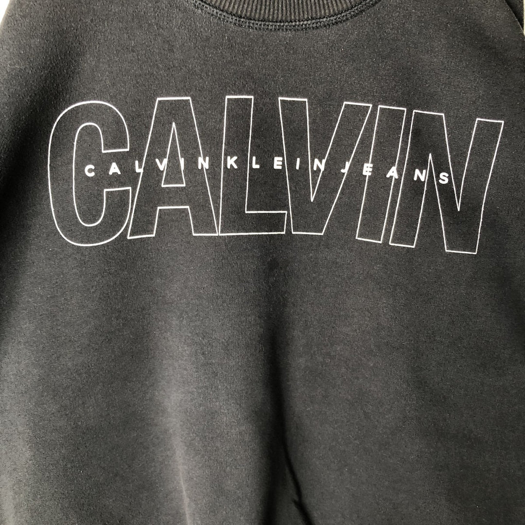 2000'S Calvin Klein JEANS mock neck logo sweatshirt, men's size M (approx.) cotton black type Vintage Second Hand