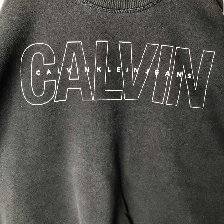 2000'S Calvin Klein JEANS mock neck logo sweatshirt, men's size M (approx.) cotton black type Vintage Second Hand