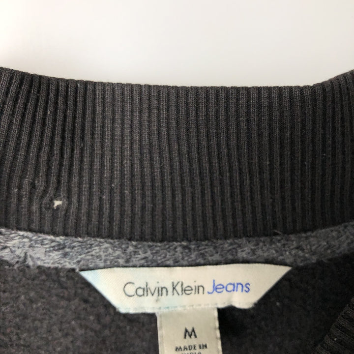 2000'S Calvin Klein JEANS mock neck logo sweatshirt, men's size M (approx.) cotton black type Vintage Second Hand