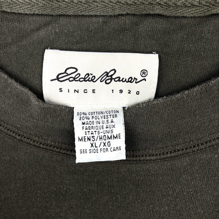 2000'S Eddie Bauer Printed Sweatshirt, Made in USA, Men's Size XL (approx.) cotton Khaki type Vintage Second Hand
