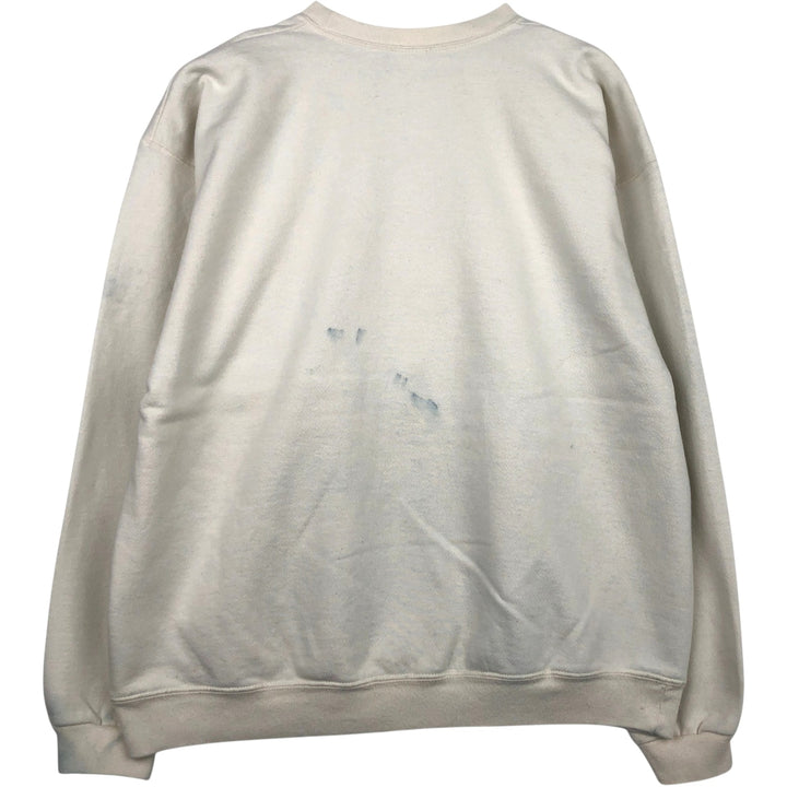 Columbia fish print sweatshirt, men's size XL (approx.) cotton pale white type Vintage Second Hand