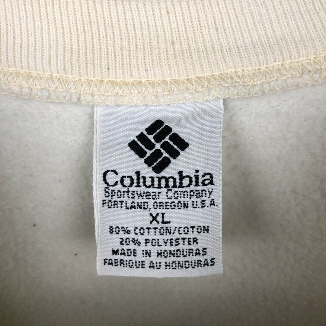 Columbia fish print sweatshirt, men's size XL (approx.) cotton pale white type Vintage Second Hand
