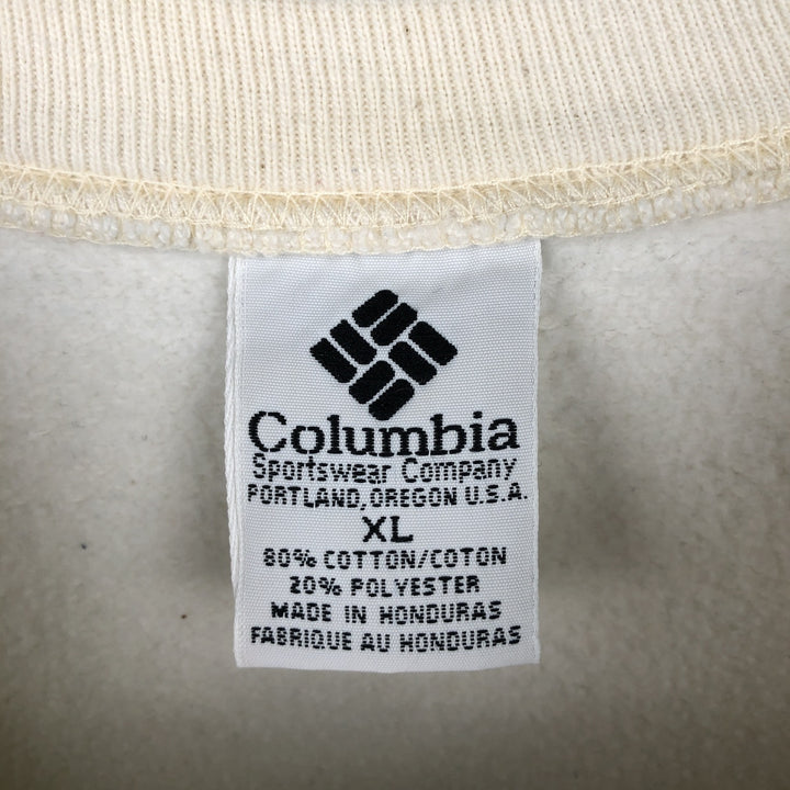 Columbia fish print sweatshirt, men's size XL (approx.) cotton pale white type Vintage Second Hand