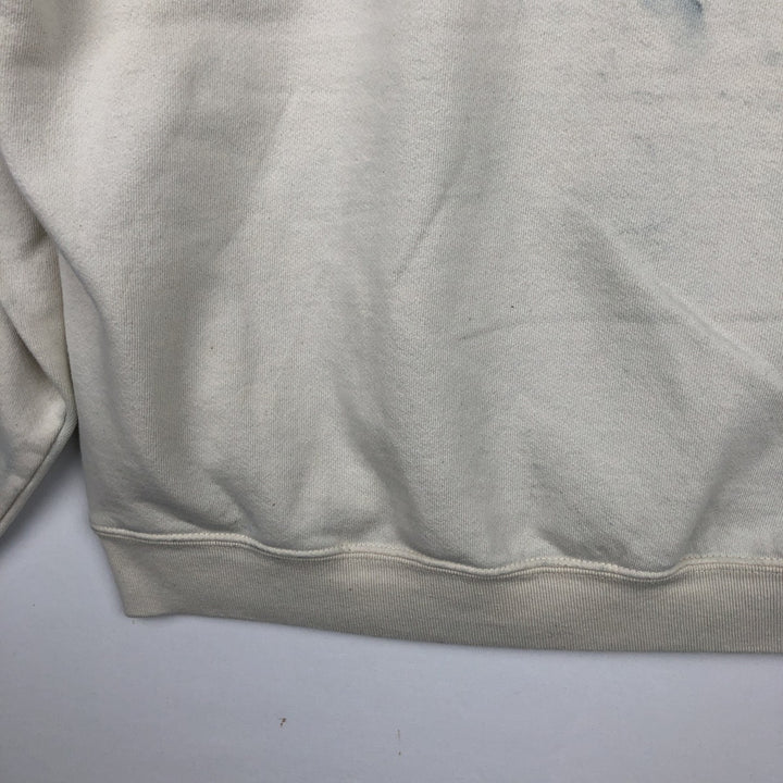 Columbia fish print sweatshirt, men's size XL (approx.) cotton pale white type Vintage Second Hand