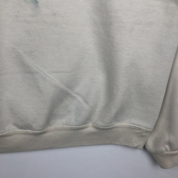 Columbia fish print sweatshirt, men's size XL (approx.) cotton pale white type Vintage Second Hand