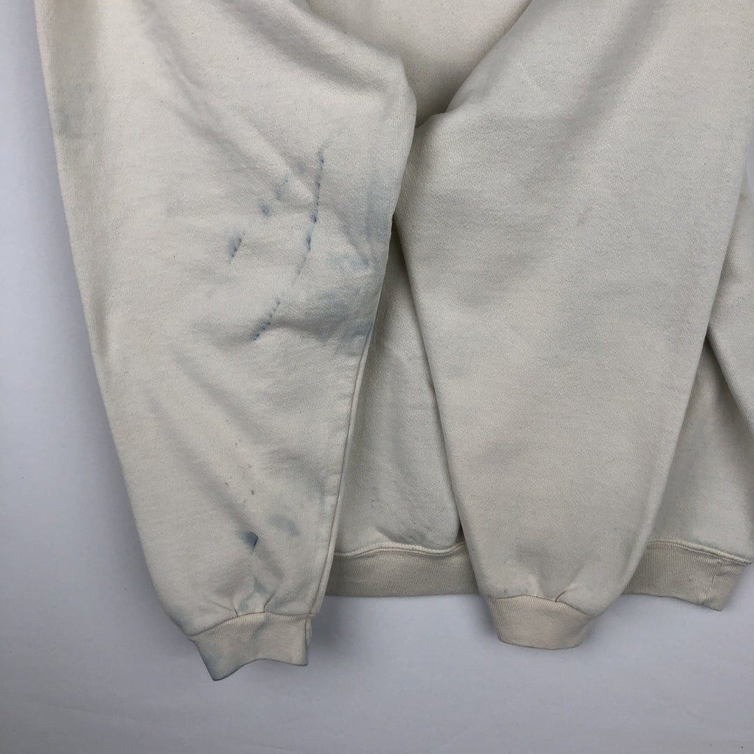 Columbia fish print sweatshirt, men's size XL (approx.) cotton pale white type Vintage Second Hand