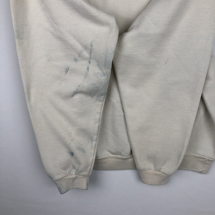 Columbia fish print sweatshirt, men's size XL (approx.) cotton pale white type Vintage Second Hand