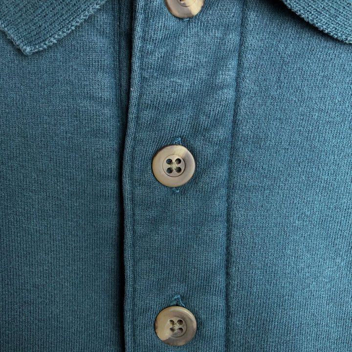 ~2000'S Lands' End collared half-button sweatshirt, made in USA, men's size XL. cotton Green type dark green Vintage Second Hand