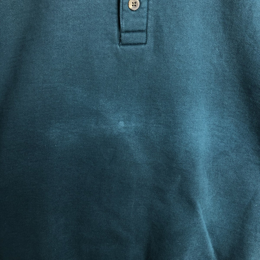 ~2000'S Lands' End collared half-button sweatshirt, made in USA, men's size XL. cotton Green type dark green Vintage Second Hand