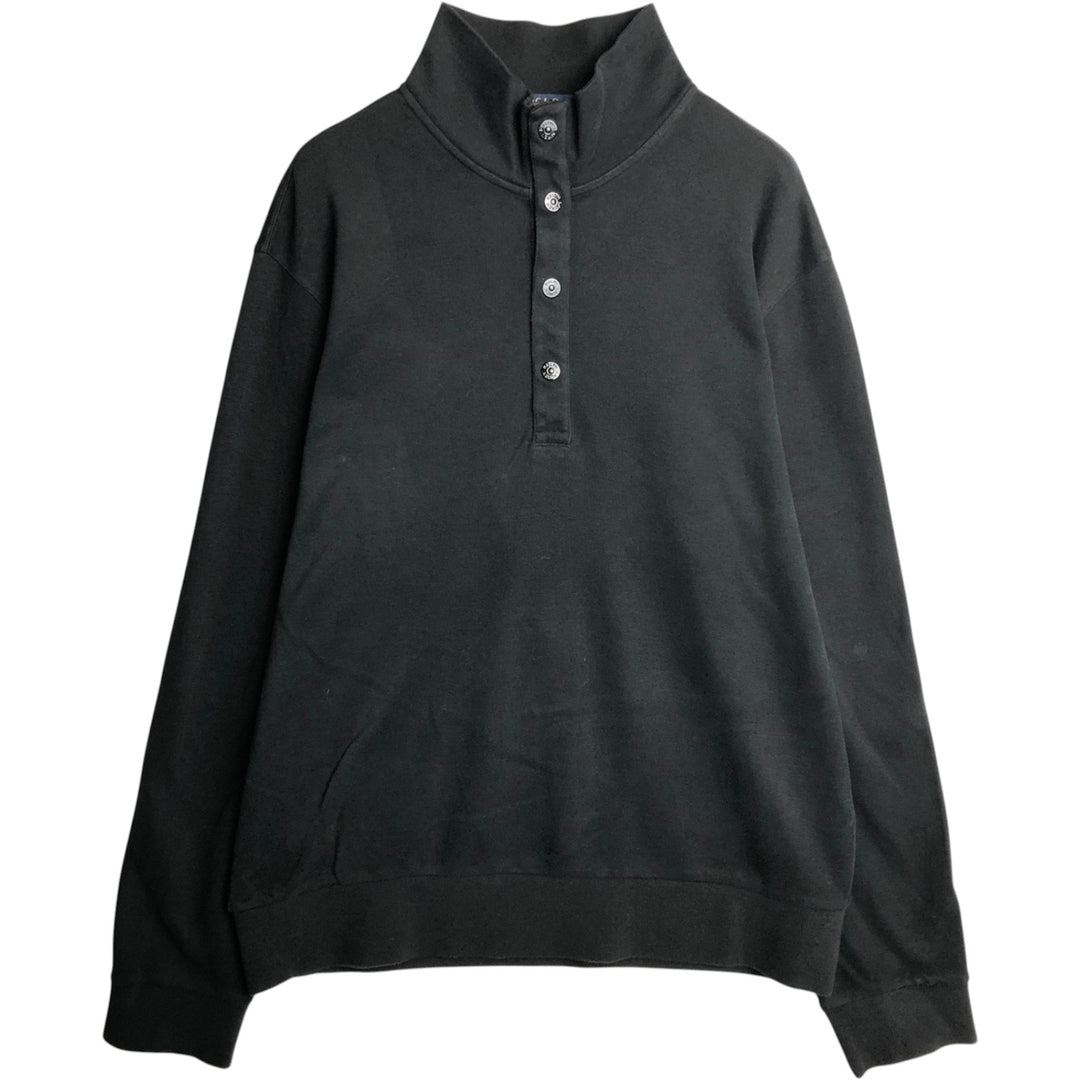 Ralph Lauren POLO RALPH LAUREN Half-Snap Sweatshirt, Men's Size XL (approx.) cotton black type Vintage Second Hand