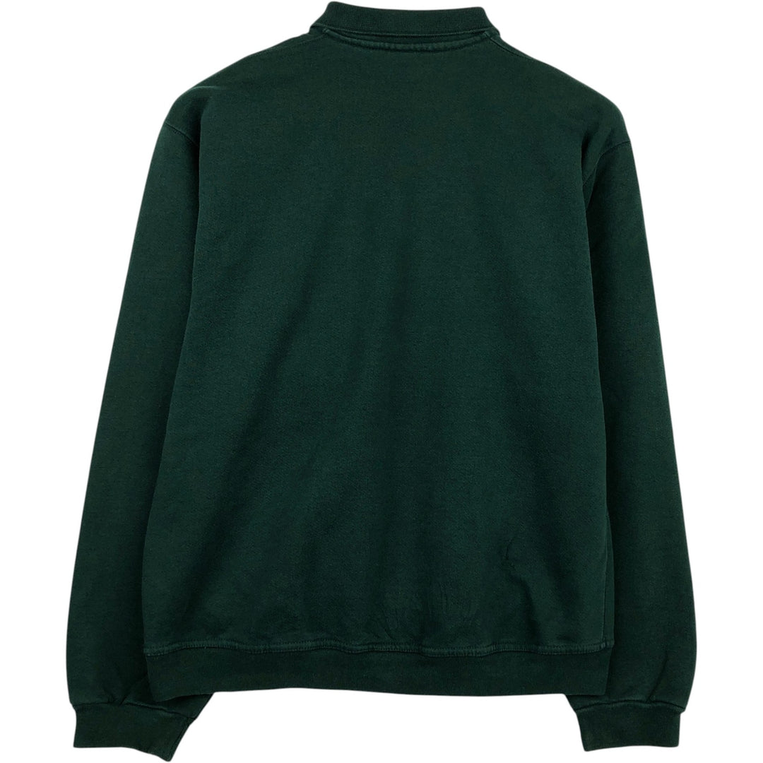 80s-90'S Lands' End collared half-button sweatshirt, made in USA, men's size S (approx.), vintage. cotton green type Vintage Second Hand