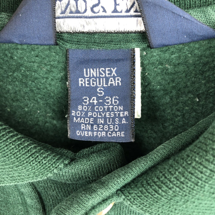 80s-90'S Lands' End collared half-button sweatshirt, made in USA, men's size S (approx.), vintage. cotton green type Vintage Second Hand