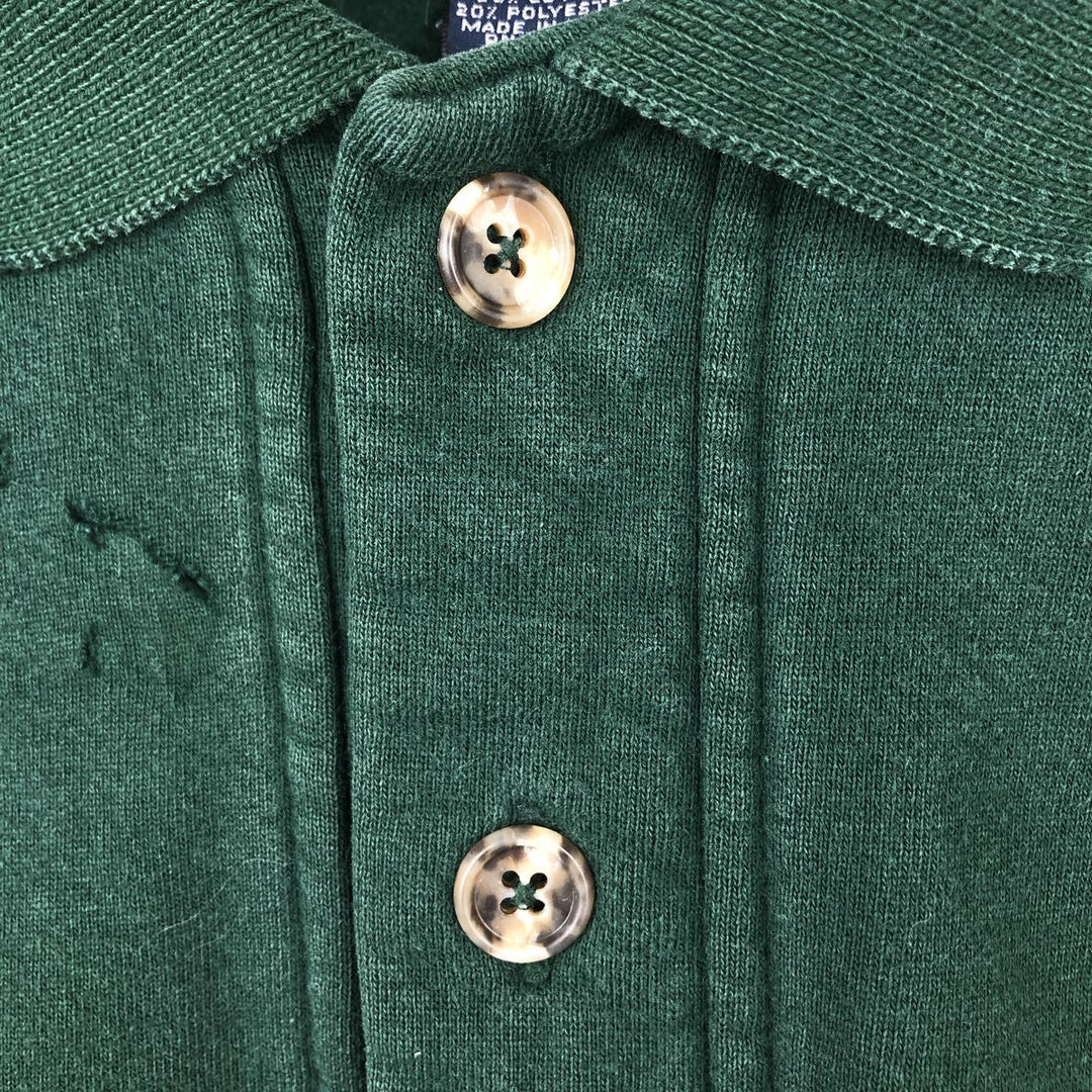 80s-90'S Lands' End collared half-button sweatshirt, made in USA, men's size S (approx.), vintage. cotton green type Vintage Second Hand