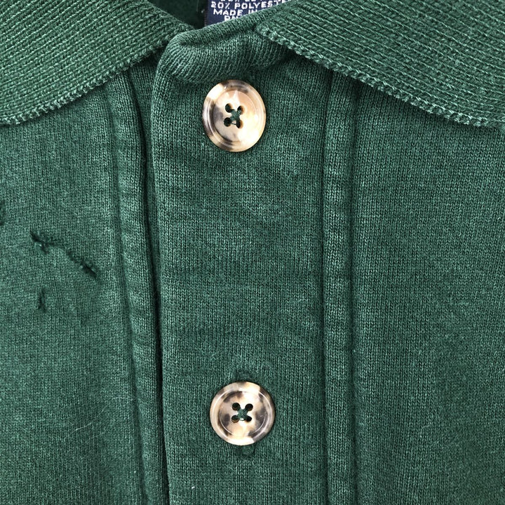 80s-90'S Lands' End collared half-button sweatshirt, made in USA, men's size S (approx.), vintage. cotton green type Vintage Second Hand