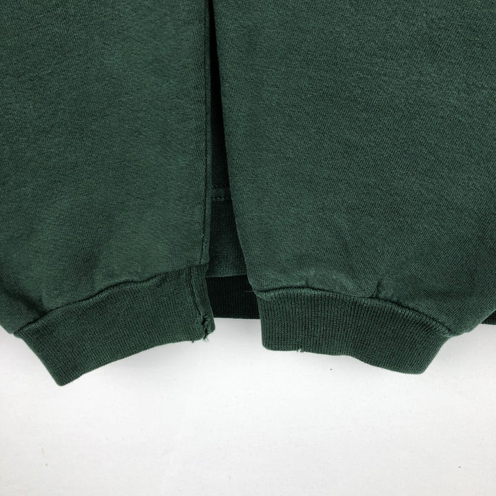 80s-90'S Lands' End collared half-button sweatshirt, made in USA, men's size S (approx.), vintage. cotton green type Vintage Second Hand