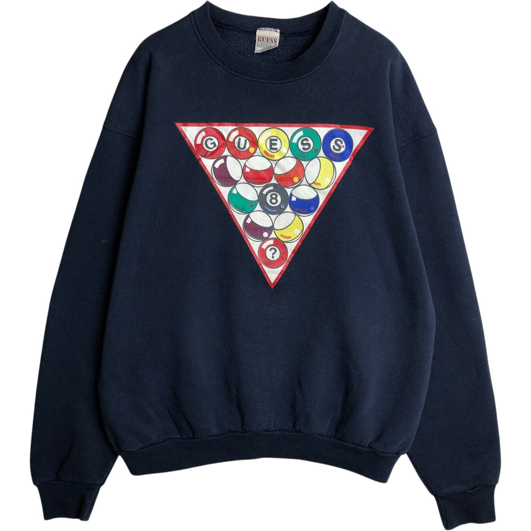 90'S Guess printed sweatshirt, made in the USA, men's size L, vintage cotton navy blue type Vintage Second Hand