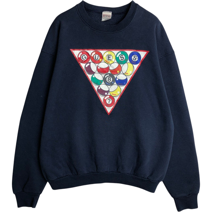90'S Guess printed sweatshirt, made in the USA, men's size L, vintage cotton navy blue type Vintage Second Hand