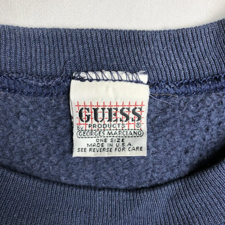 90'S Guess printed sweatshirt, made in the USA, men's size L, vintage cotton navy blue type Vintage Second Hand