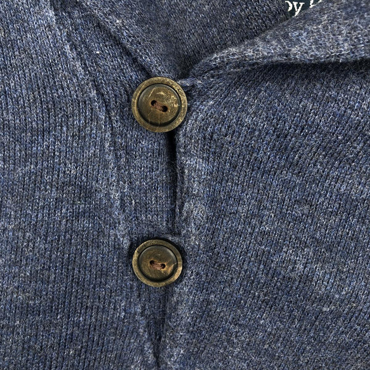 POLO by Ralph Lauren shawl collar sweatshirt with one-point logo, size L, men's cotton navy blue type Vintage Second Hand