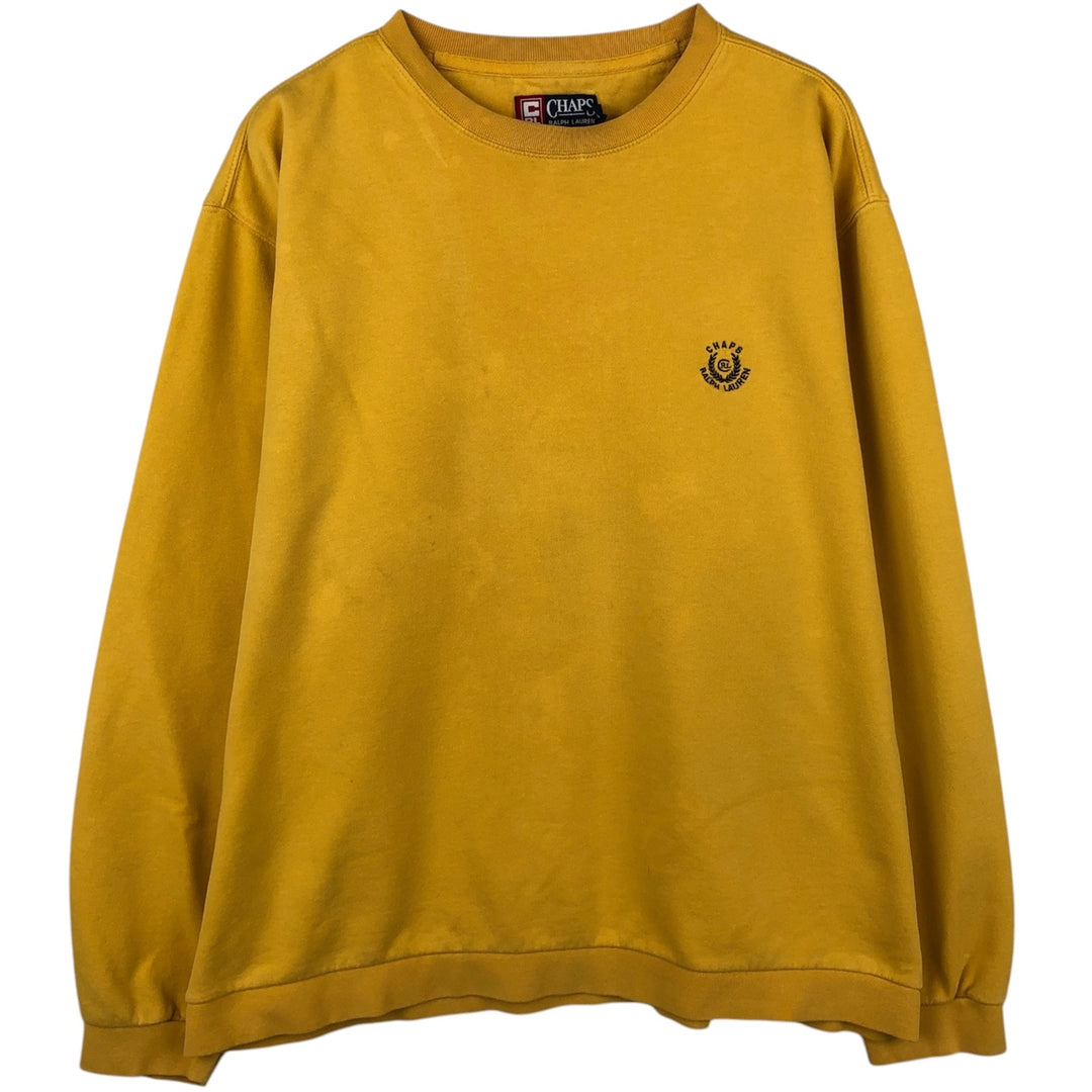 Ralph Lauren CHAPS One-Point Logo Sweatshirt, Men's Size XL (approx.) cotton yellow type Vintage Second Hand