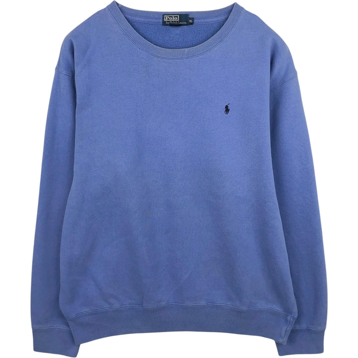 90'S Ralph Lauren POLO by Ralph Lauren One-Point Logo Sweatshirt, Made in USA, Men's XL equivalent, Vintage cotton Purple type blue-purple Vintage Second Hand