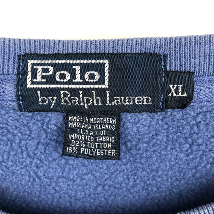 90'S Ralph Lauren POLO by Ralph Lauren One-Point Logo Sweatshirt, Made in USA, Men's XL equivalent, Vintage cotton Purple type blue-purple Vintage Second Hand