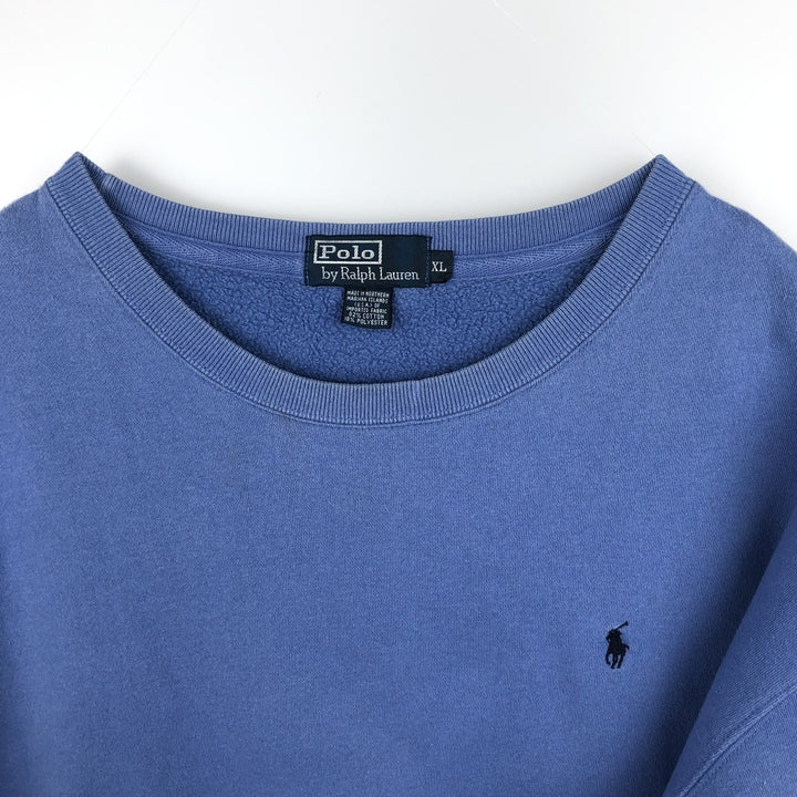90'S Ralph Lauren POLO by Ralph Lauren One-Point Logo Sweatshirt, Made in USA, Men's XL equivalent, Vintage cotton Purple type blue-purple Vintage Second Hand