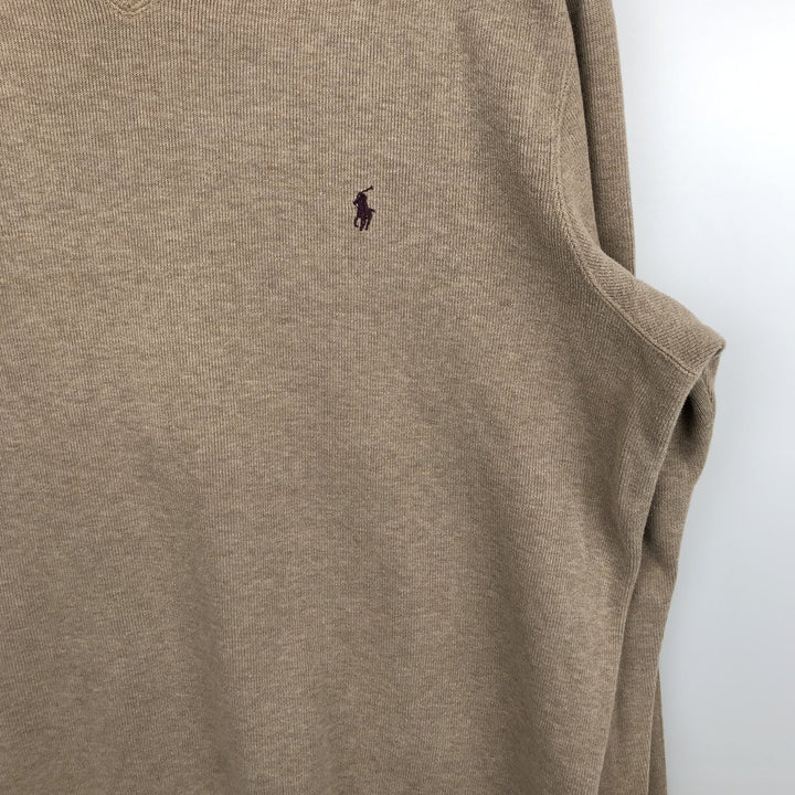 Ralph Lauren POLO by Ralph Lauren V-neck sweatshirt with logo, men's size L (approx.) cotton Beige type Vintage Second Hand