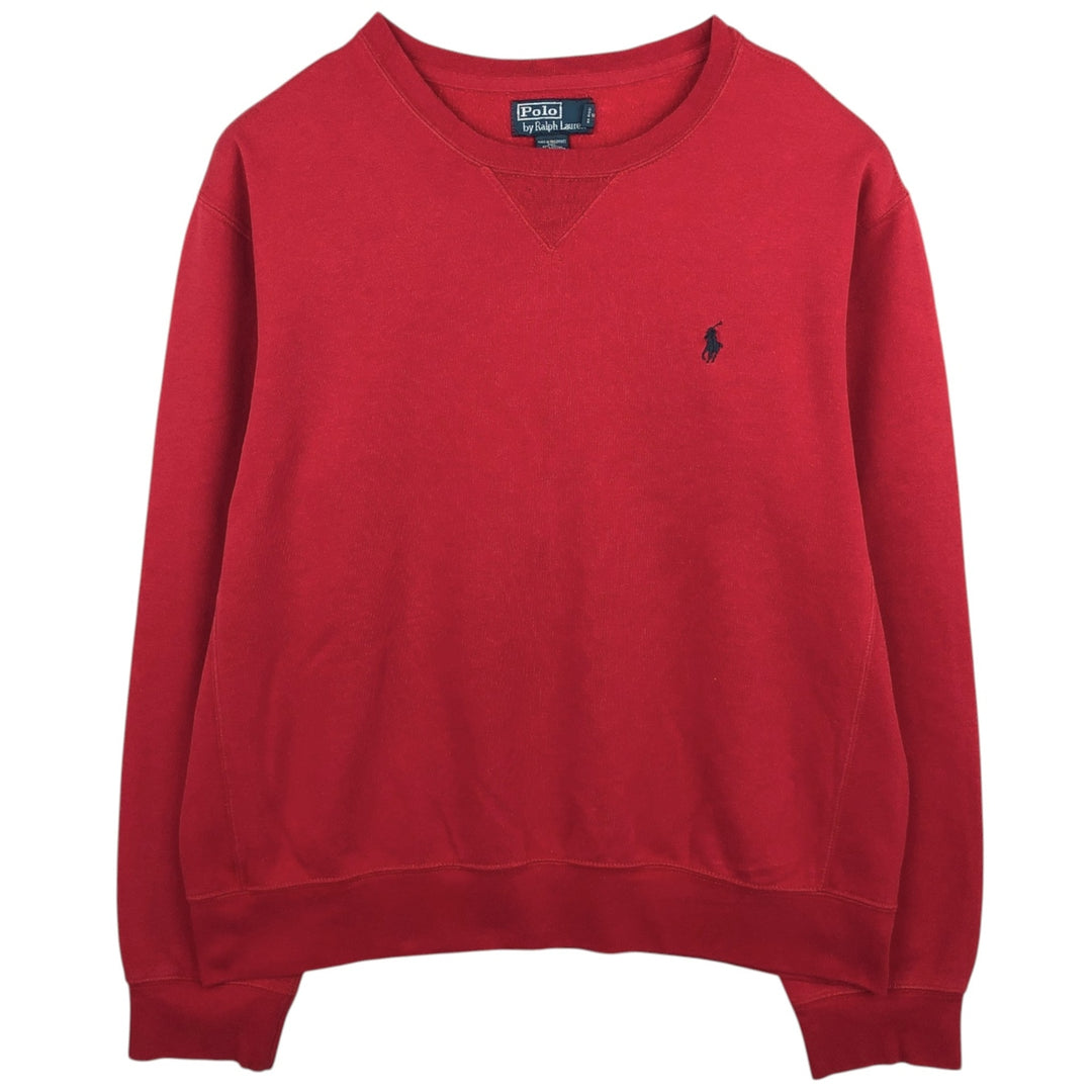 Ralph Lauren POLO by Ralph Lauren One Point Logo Sweatshirt Trainer Men's L size cotton red type Vintage Second Hand