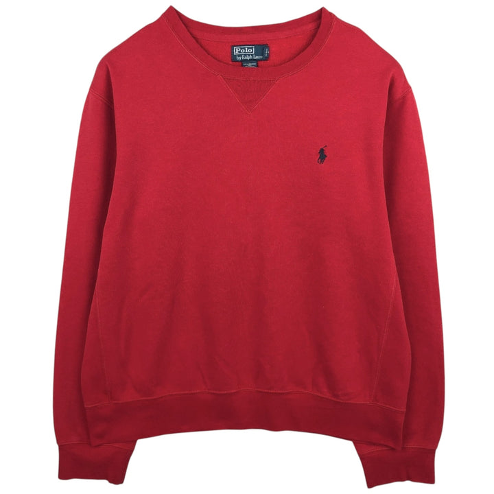 Ralph Lauren POLO by Ralph Lauren One Point Logo Sweatshirt Trainer Men's L size cotton red type Vintage Second Hand