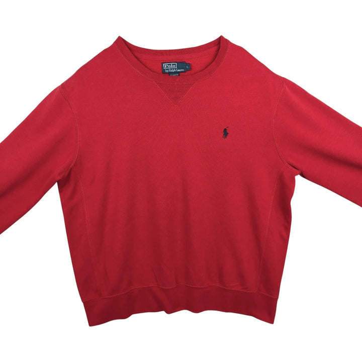 Ralph Lauren POLO by Ralph Lauren One Point Logo Sweatshirt Trainer Men's L size cotton red type Vintage Second Hand