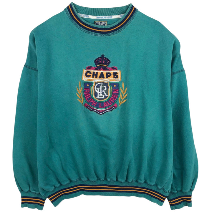 Vintage 1980'S Ralph Lauren CHAPS logo sweatshirt, size M, men's cotton Emerald green Vintage Second Hand