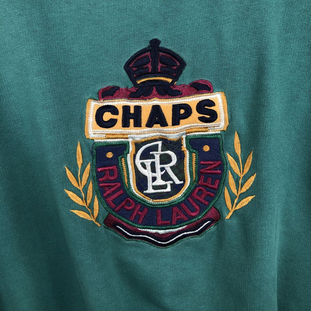 Vintage 1980'S Ralph Lauren CHAPS logo sweatshirt, size M, men's cotton Emerald green Vintage Second Hand