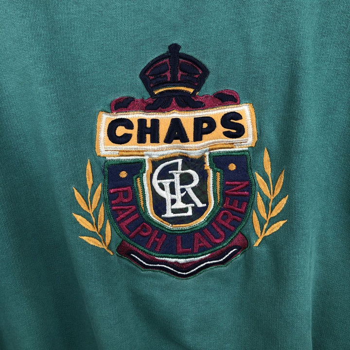 Vintage 1980'S Ralph Lauren CHAPS logo sweatshirt, size M, men's cotton Emerald green Vintage Second Hand