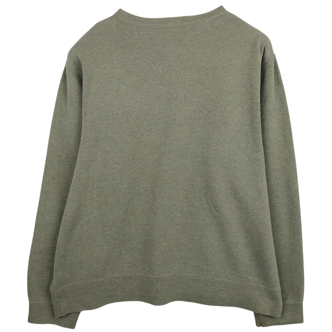 Ralph Lauren POLO by Ralph Lauren V-neck sweatshirt with logo, men's size XL (approx.) cotton Khaki type sage green Vintage Second Hand